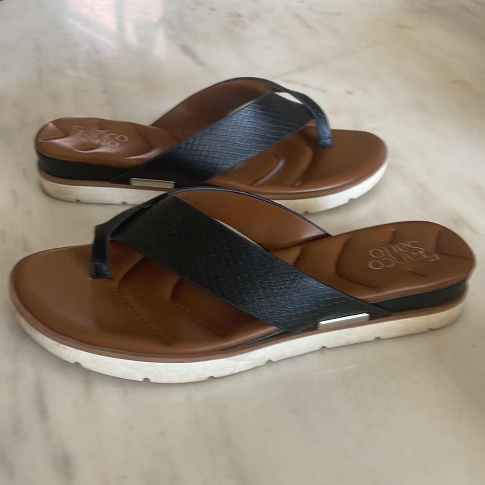 FRANCO SARTO Women's DARIOUS Black Leather Sandals Size 9.5M